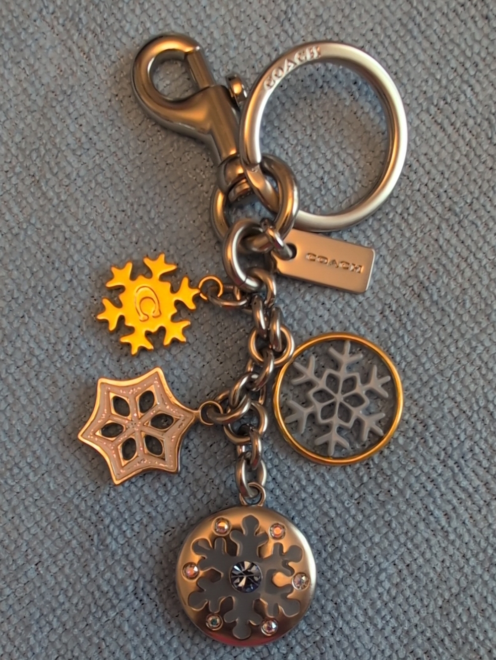Coach Mixed Metal Snowflake Bag Charm Key Chain